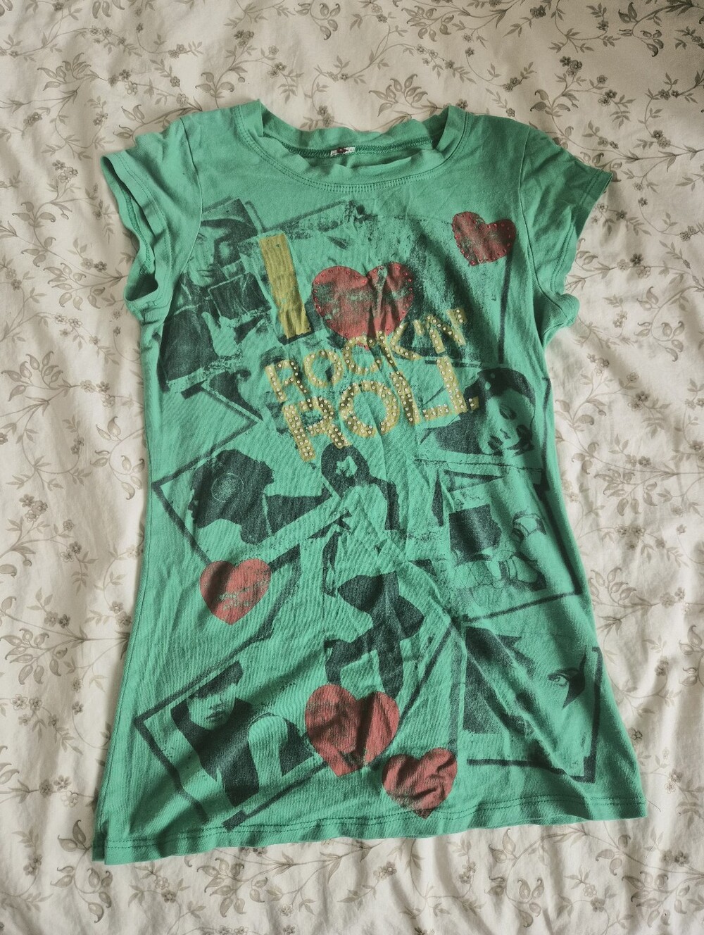 Green "I ❤️ ROCK'N'ROLL" Tee - Picture 2 of 3